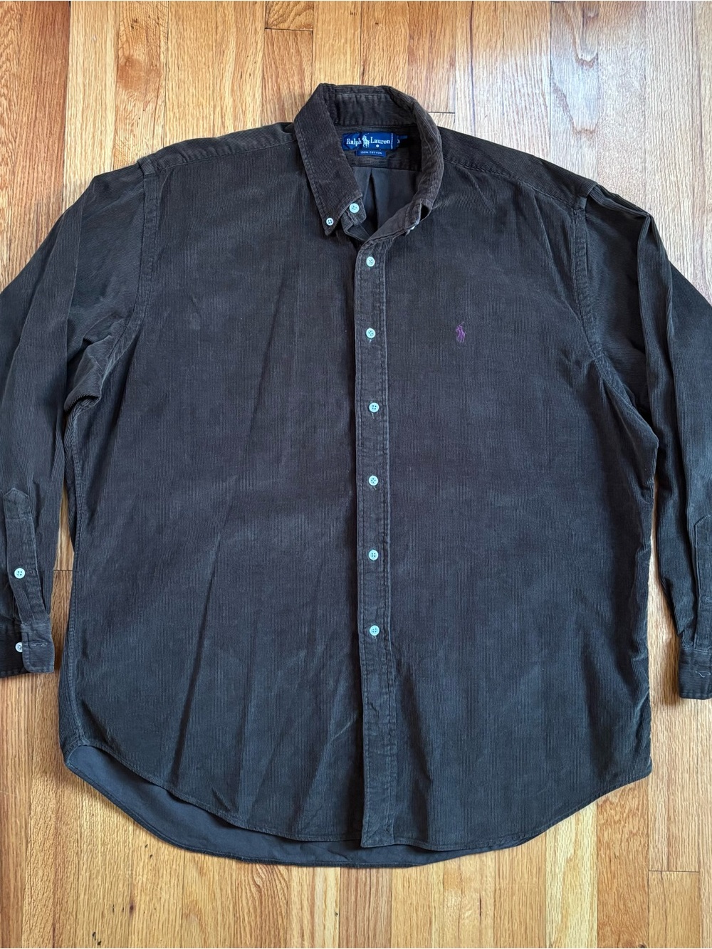 Polo by Ralph Lauren Olive Brown Corduroy Button-Down Shirt XL Vintage